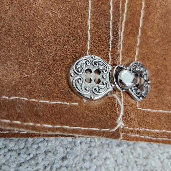 Renaissance Fair Castlecore Peasant Brown Tan Leather Suede Cropped Vest Size S - Picture 11 of 11